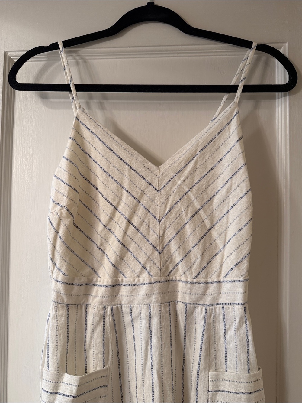Monteau Cream and Navy Striped Midi Dress - Picture 4 of 5